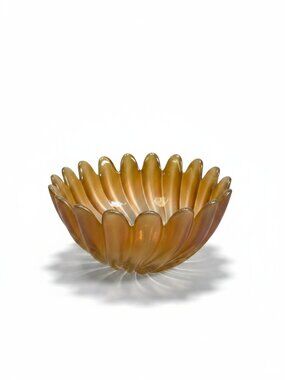 Art Noveau glass dish bowl Vintage Gold 1980's Mikasa Studio Nova Solaris